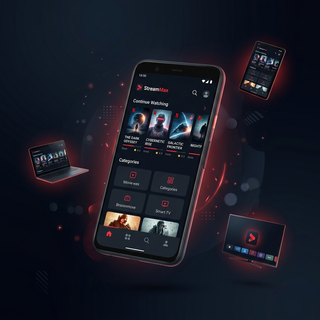 NetMirror app running on Android phone, tablet, PC and Smart TV